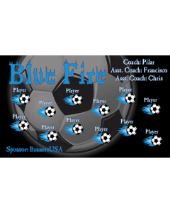 Blue Fire Soccer 9oz Fabric Team Banner DIY Live Designer