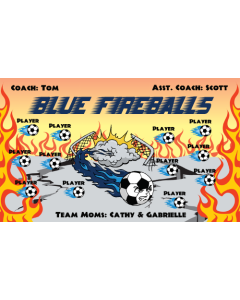 Blue Fireballs Soccer 9oz Fabric Team Banner DIY Live Designer