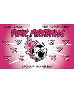 Pink Fireballs Soccer 9oz Fabric Team Banner DIY Live Designer