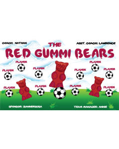 Red Gummy Bears Soccer 9oz Fabric Team Banner DIY Live Designer