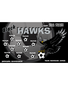 Black Hawks Soccer 9oz Fabric Team Banner DIY Live Designer