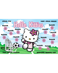 Hello Kitties Soccer 9oz Fabric Team Banner DIY Live Designer