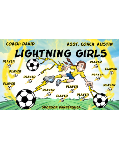 Lightning Girls Soccer 9oz Fabric Team Banner DIY Live Designer