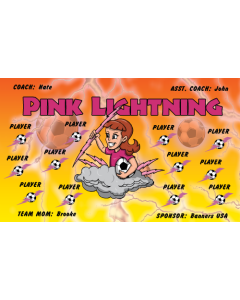 Pink Lightning Soccer 9oz Fabric Team Banner DIY Live Designer