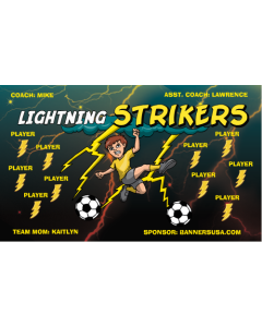 Lightning Strikers Soccer 9oz Fabric Team Banner DIY Live Designer
