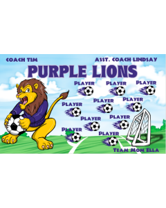 Purple Lions Soccer 13oz Vinyl Team Banner DIY Live Designer