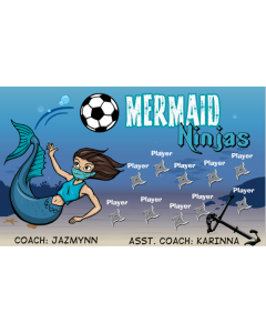 Mermaid Ninjas Soccer 9oz Fabric Team Banner DIY Live Designer