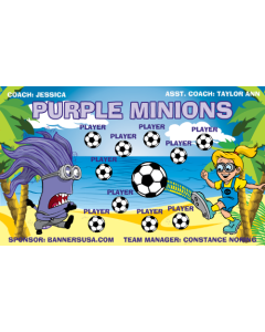 Purple Minions Soccer 13oz Vinyl Team Banner DIY Live Designer