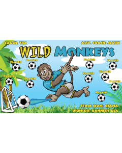 Wild Monkeys Soccer 9oz Fabric Team Banner DIY Live Designer