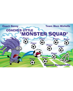 Coaches Little Monster Squad Soccer 9oz Fabric Team Banner DIY Live Designer