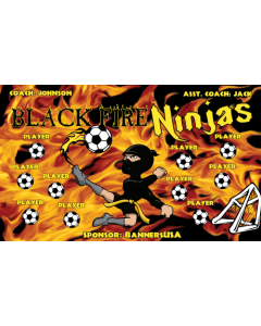 Black Fire Ninjas Soccer 13oz Vinyl Team Banner DIY Live Designer