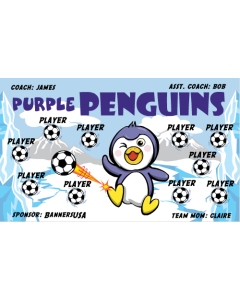 Purple Penguins Soccer 13oz Vinyl Team Banner DIY Live Designer