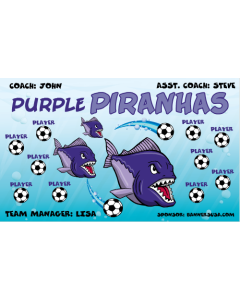 Purple Piranhas Soccer 13oz Vinyl Team Banner DIY Live Designer