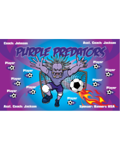 Purple Predators Soccer 9oz Fabric Team Banner DIY Live Designer
