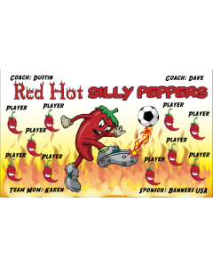 Red Hot Silly Peppers Soccer 13oz Vinyl Team Banner DIY Live Designer