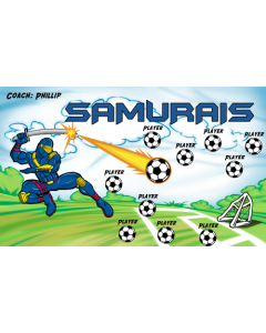 Samurais Soccer 9oz Fabric Team Banner DIY Live Designer