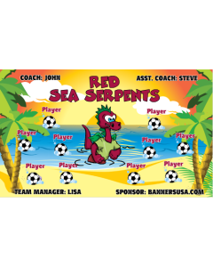 Red Sea Serpents Soccer 9oz Fabric Team Banner DIY Live Designer