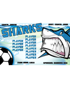 Sharks Soccer 9oz Fabric Team Banner DIY Live Designer