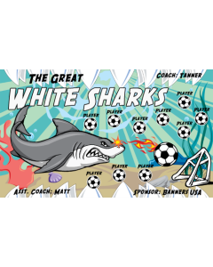 Great White Sharks Soccer 9oz Fabric Team Banner DIY Live Designer