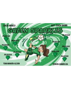 Green Sparkles Soccer 9oz Fabric Team Banner DIY Live Designer