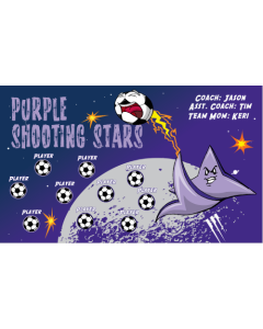 Purple Shooting Stars Soccer 9oz Fabric Team Banner DIY Live Designer