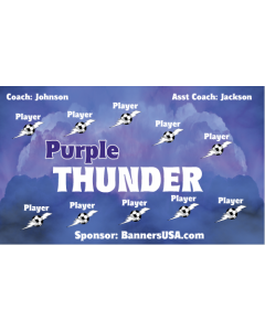 Purple Thunder Soccer 9oz Fabric Team Banner DIY Live Designer