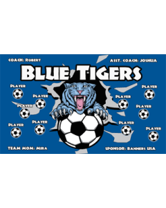Blue Tigers Soccer 9oz Fabric Team Banner DIY Live Designer